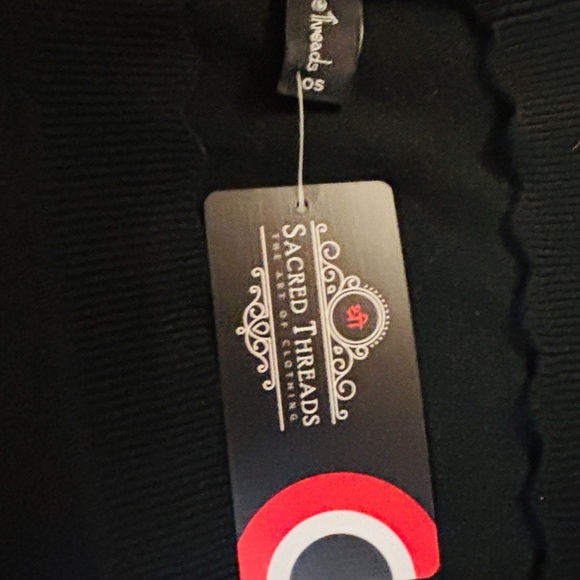 Sacred Threads Black Cardigan with Elegant Wavy Trim - Picture 15 of 15